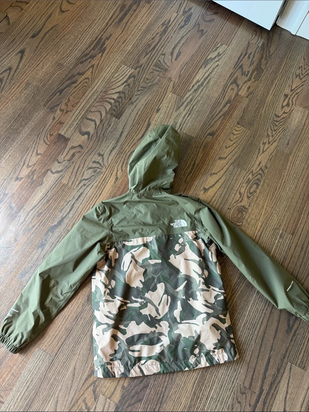 Boys The North Face Green Camo Rain Jacket